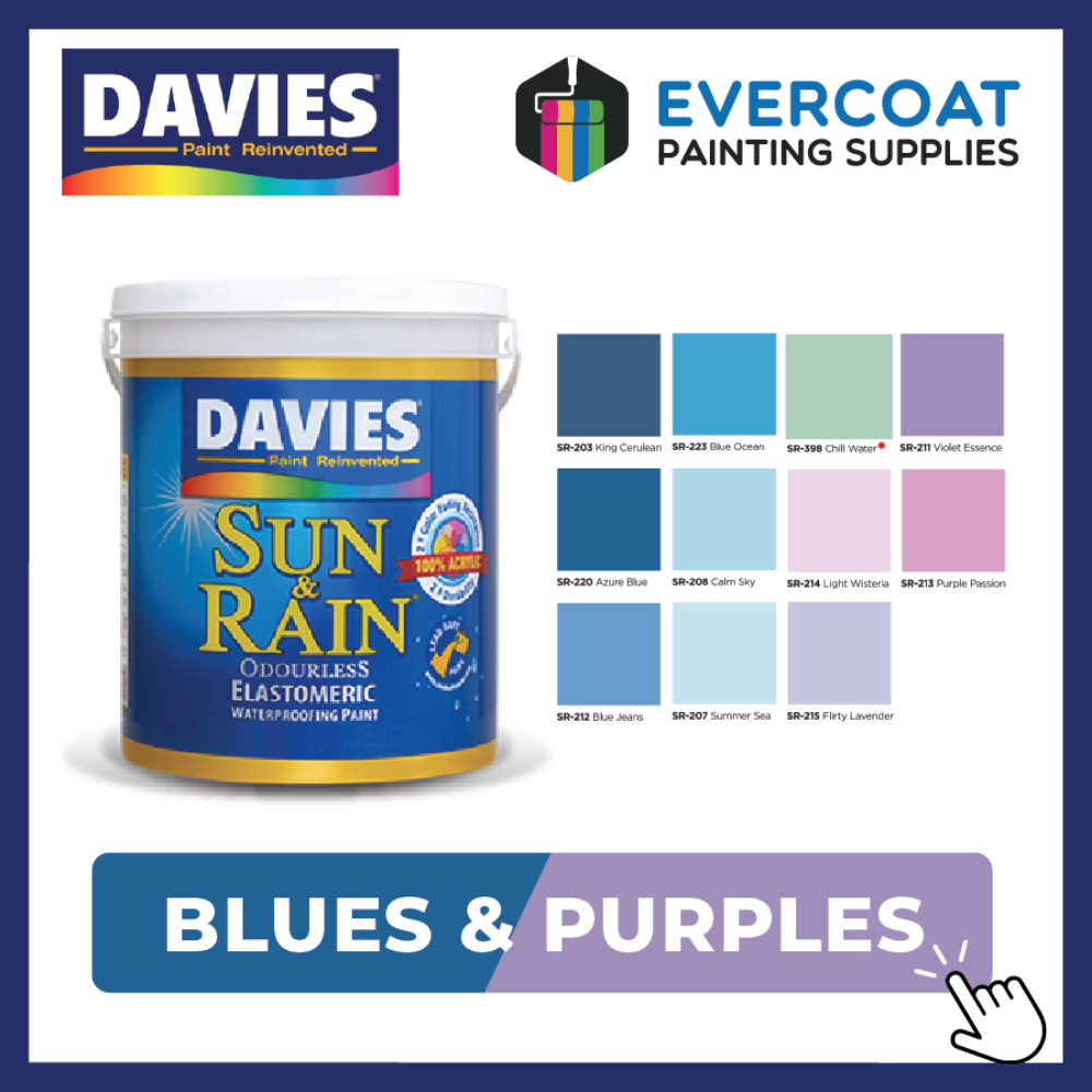Sun & Rain 100% Acrylic Elastomeric Paint (Blues & Purples)