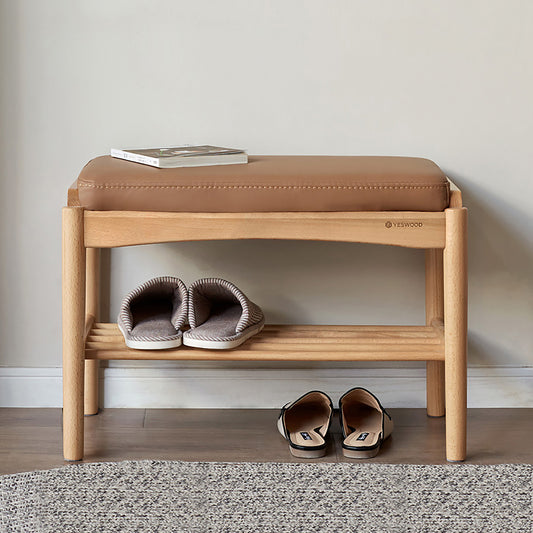 Shinta Shoe Bench With Faux Leather Cushion