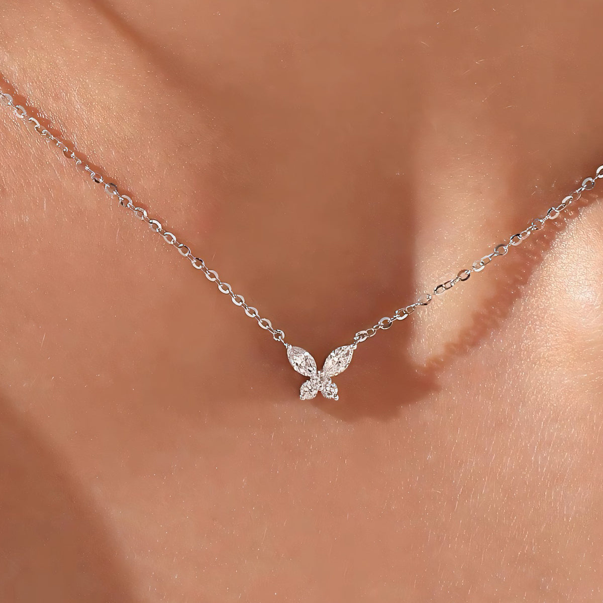 Butterfly Diamond Pendant Necklace