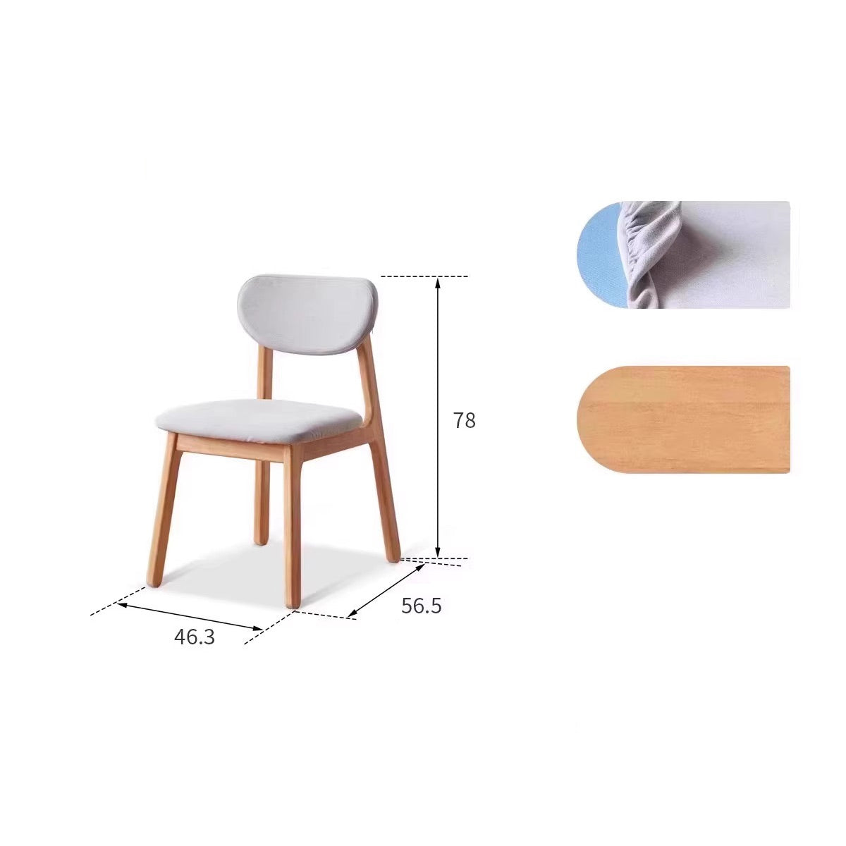Kei Rubber Wood Upholstered Dining Chair