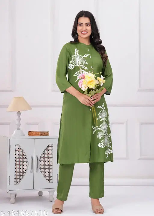 Women Printed A-line Kurta Pant Set